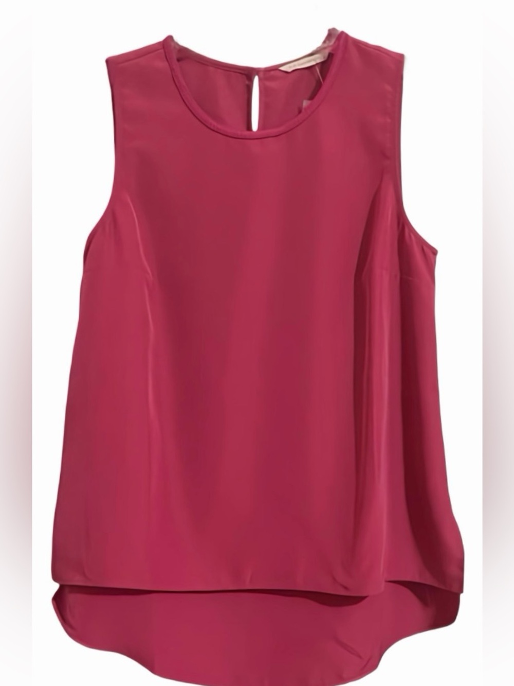 Soft Surroundings Dayla Sleeveless Blouse XS Dark Pink Braided Neck High Low